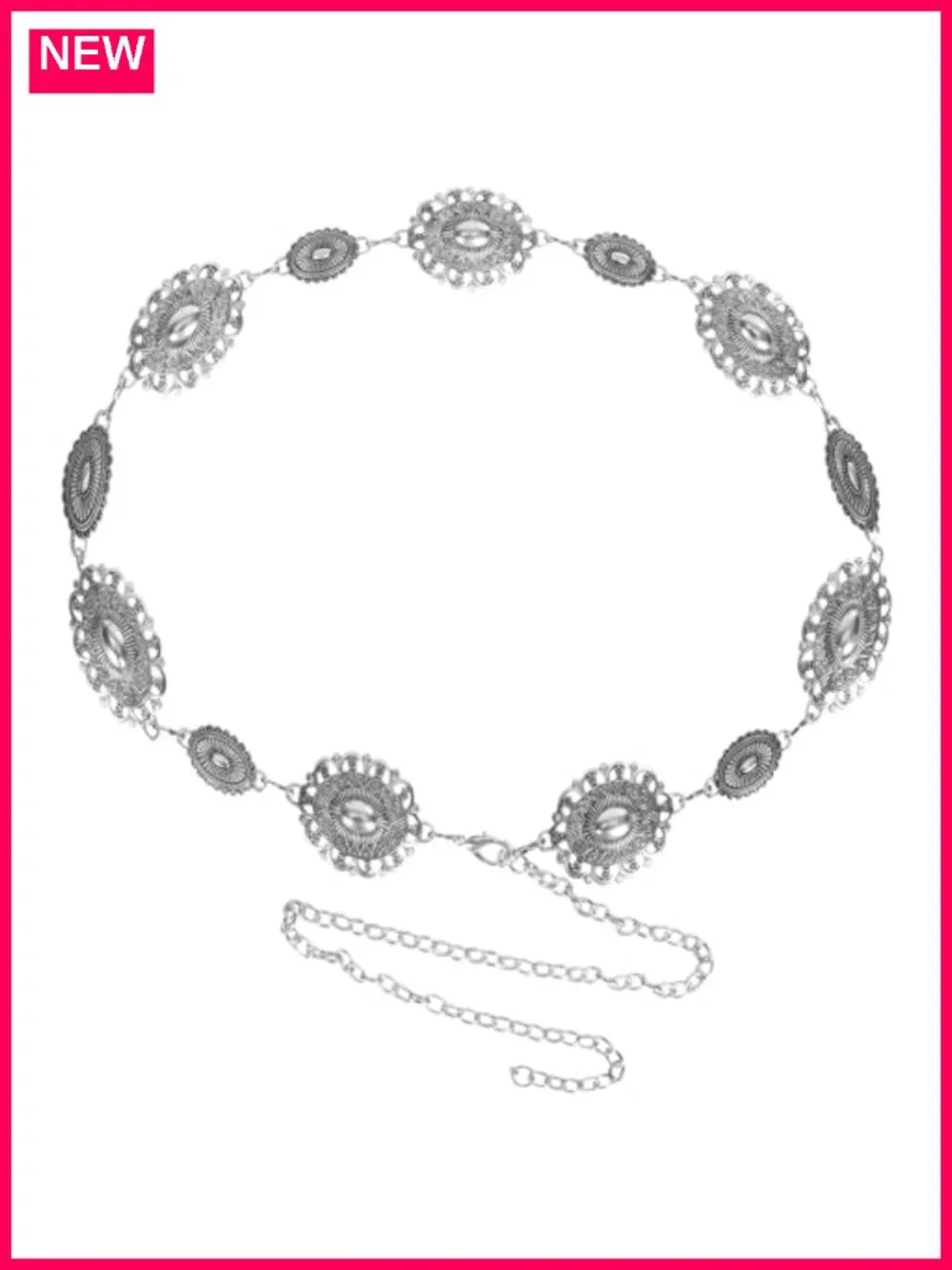 Western Boho Chain Belt Adjustable Long Metal Dress Belt
